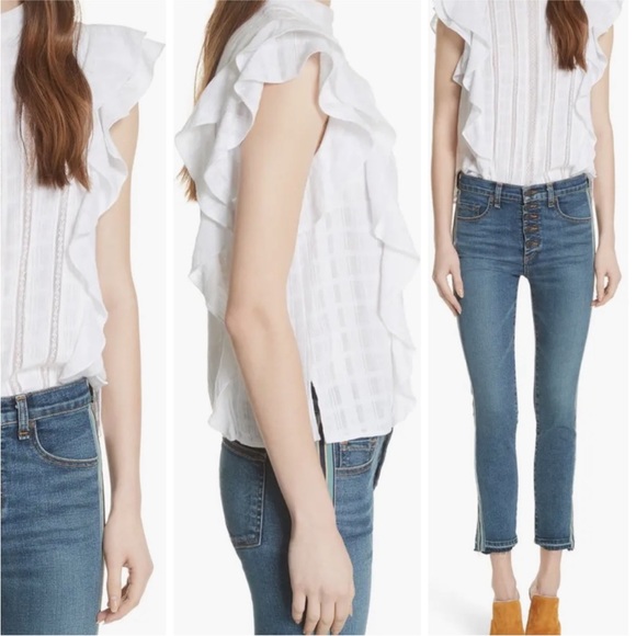 Veronica Beard Sol Ruffle Detail Top - Picture 2 of 13